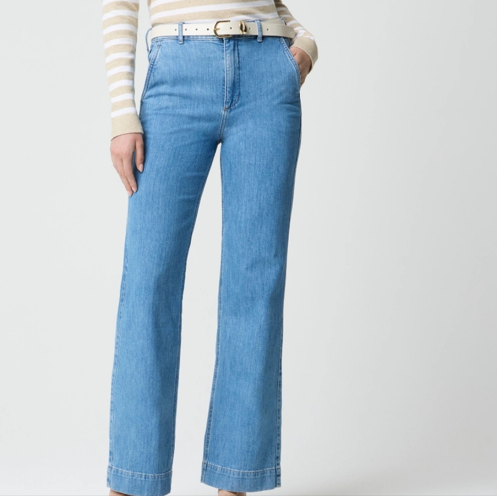 J Crew Factory Petite Drapey Denim Trouser